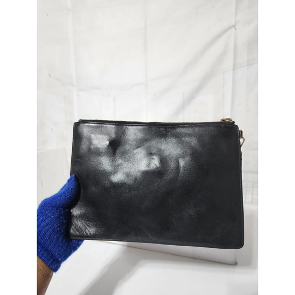 MCM Leather studded Wristlet/Clutch Black/Beige - Picture 3 of 16